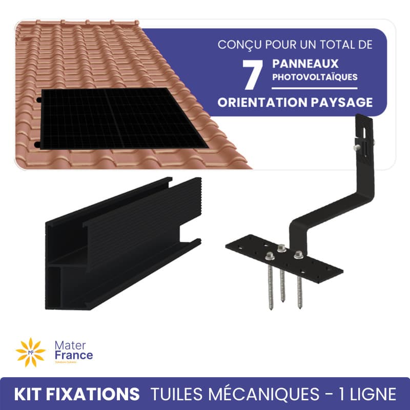 KIT DE FIXATIONS 1 LIGNE DE 7 PANNEAUX TUILES MECANIQUES PAYSAGE IZYSUN - 1