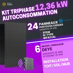 KIT TRIPHASE 12.36kW 24 PANNEAUX 515W - MICROS 2000W  - 1