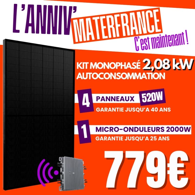 KIT 2.08kW - 4 PANNEAUX 520W IZYPOWER - MICRO 2000W  - 1