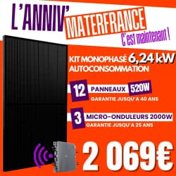 KIT 6.24kW - 12 PANNEAUX 520W IZYPOWER - MICRO 2000W  - 1