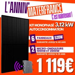 KIT 3.12kW - 6 PANNEAUX 520W IZYPOWER - MICRO 2000W 1000W  - 1