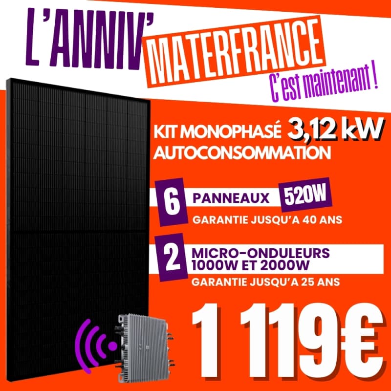 KIT 3.12kW - 6 PANNEAUX 520W IZYPOWER - MICRO 2000W 1000W  - 1