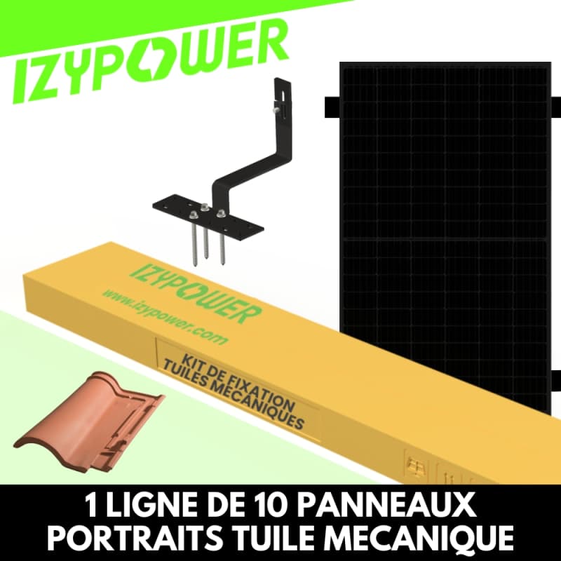 FIXATIONS 1 LIGNE DE 10 PANNEAUX TUILES MECANIQUES PORTRAIT BOITE IZYPOWER - 1