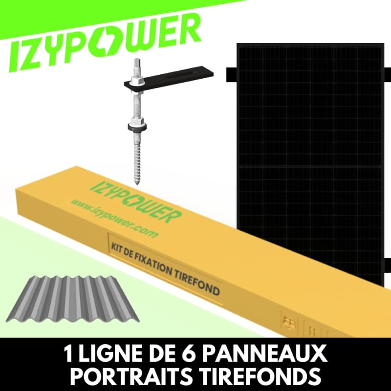 FIXATIONS 1 LIGNE DE 6 PANNEAUX TIREFONDS PORTRAIT BOITE IZYPOWER - 1