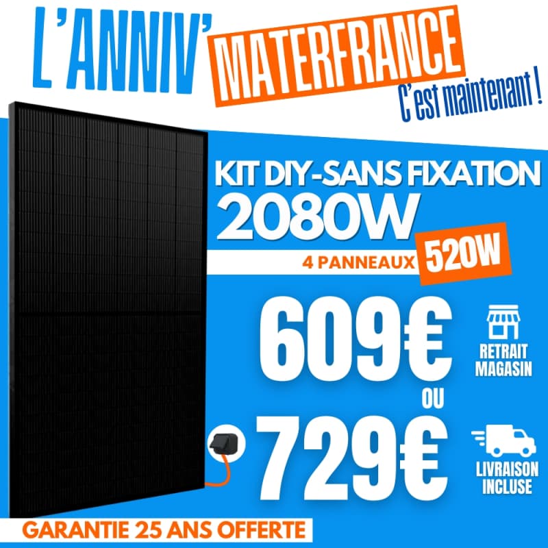 PLUG AND PLAY 2080W – 4 PANNEAUX IZYPOWER 520W + MICRO-ONDULEUR DEYE 2000W  - 1
