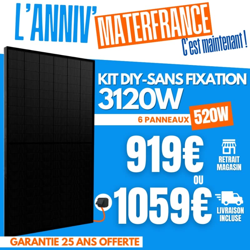 PLUG AND PLAY 3120W – 6 PANNEAUX IZYPOWER 520W + MICRO-ONDULEUR DEYE 2000W ET 1000W  - 1
