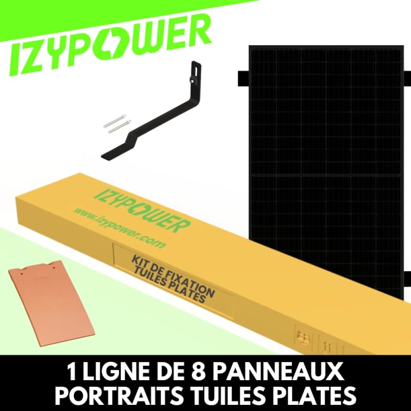 FIXATIONS 1 LIGNE DE 8 PANNEAUX TUILES PLATES PORTRAIT BOITE IZYPOWER - 1