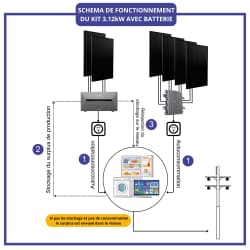 PLUG AND PLAY 3120W BATTERIE 1.6kWh– 6 PANNEAUX IZYPOWER 520W  - 2