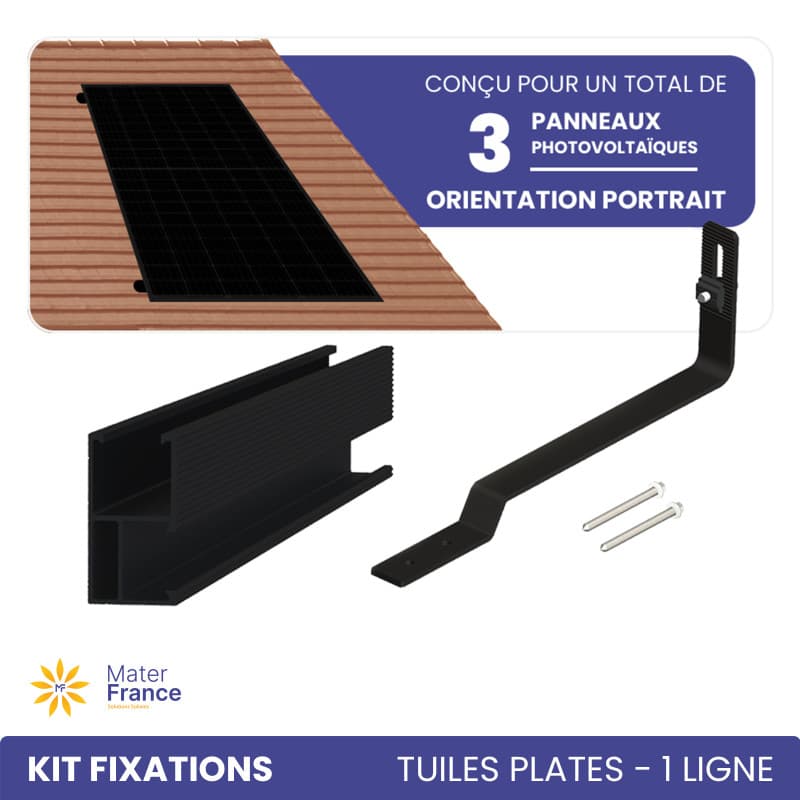 KIT DE FIXATIONS 1 LIGNE DE 3 PANNEAUX TUILES PLATES PORTRAIT IZYSUN - 1