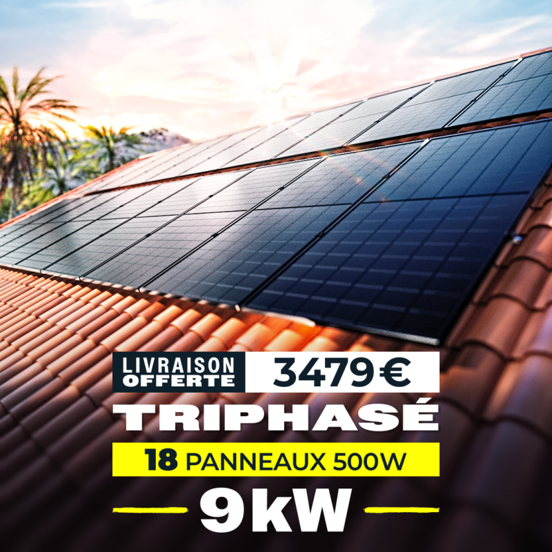 Kit Solaire Triphasé 9 kWc avec Coffret AC – 18 Panneaux Bifaciaux 500W | ISYPOWER