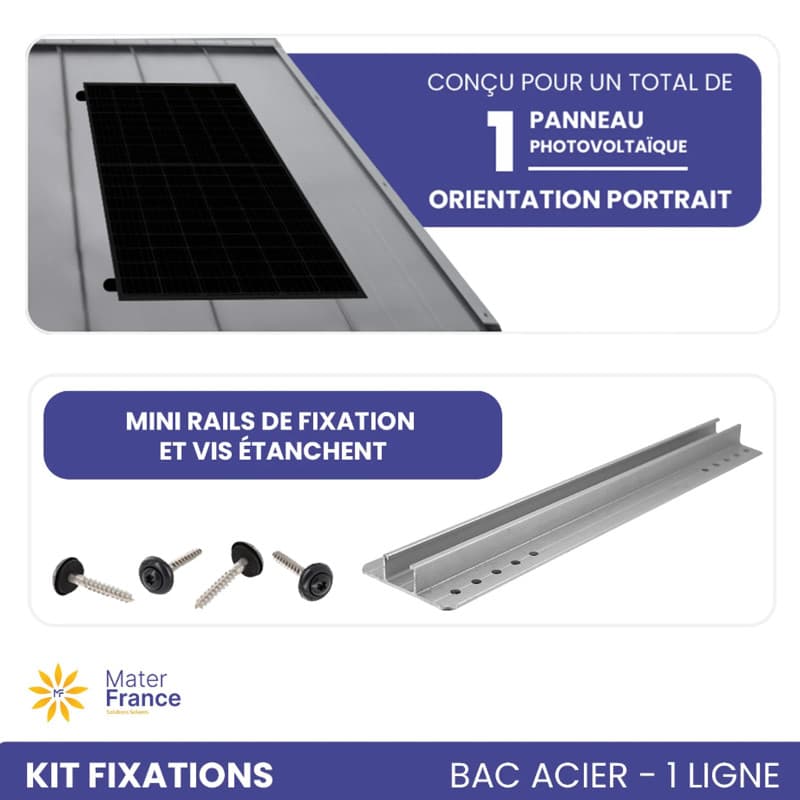 KIT DE FIXATIONS 1 LIGNE DE 1 PANNEAU BACS ACIERS PORTRAIT IZYSUN - 1