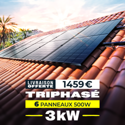 Kit Solaire Triphasé 3 kWc avec Coffret AC – 6 Panneaux Bifaciaux 500W | ISYPOWER