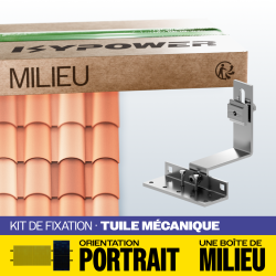Kit IZYFIX Milieu – 2 panneaux 30 mm – Full Black – Fixation centrale rangée solaire