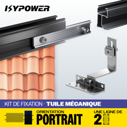 Kit IZYFIX 2 Panneaux – Fixation solaire tuile 30 mm – Rails noirs