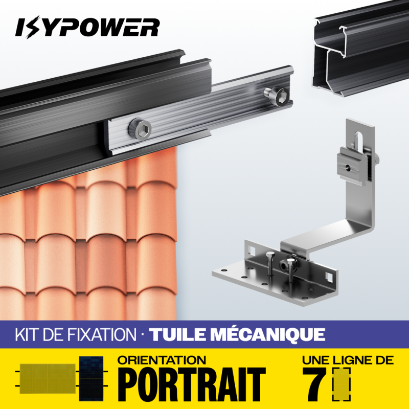 Kit IZYFIX 7 Panneaux – Fixation photovoltaïque 30 mm – Rails noirs