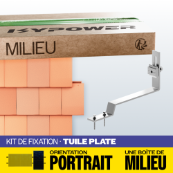 Boîte IZYFIX Milieu – 2 Panneaux – Tuiles Plates – Rails noirs – Fixation toiture