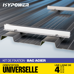 Fixations bac acier – 4 panneaux – Kit mini-rails photovoltaïque – Materfrance