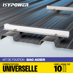 Fixations bac acier – 10 panneaux – Kit mini-rails photovoltaïque – Materfrance