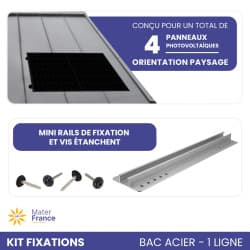 KIT DE FIXATIONS 1 LIGNE DE 4 PANNEAUX BACS ACIERS PAYSAGE IZYSUN - 1