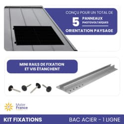 KIT DE FIXATIONS 1 LIGNE DE 5 PANNEAUX BACS ACIERS PAYSAGE IZYSUN - 1