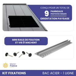 KIT DE FIXATIONS 1 LIGNE DE 9 PANNEAUX BACS ACIERS PAYSAGE IZYSUN - 1
